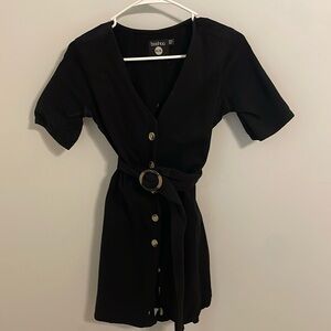 Black boohoo button down summer dress